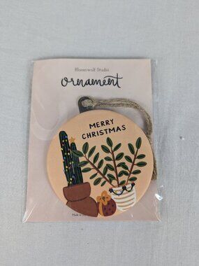 Cactus Succulent Plant Bloom Wolf Studio Ornament Merry Christmas Made USA NEW